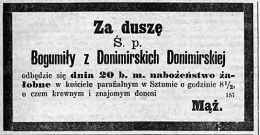 Klepsydra Bogumiły z Donimirskich Donimirskiej. Źródło: "Gazeta Toruńska