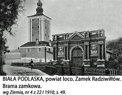 Biała Podlaska, pow. loco, zamek Radziwiłłów.
Wg Ziemia, nr 4 z 22 I 1910, s. 49.