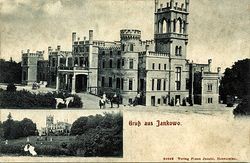Jankowo, pow. inowrocławski, pałac Friedricha von Rheinbabena. Pocztówka.
Źródło: Wielkopolska Biblioteka Cyfrowa.