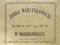 Marcinkowice, pow. nowosądecki, Etykieta z browaru, z arch. rodz. Małgorzaty Morawskiej